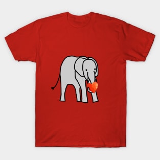 Baby Elephant with Love Heart on Valentines Day T-Shirt